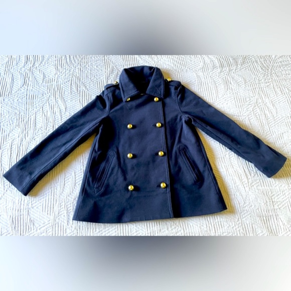 NEW Swing Peacoat, Double-Breasted Brass Buttons, Navy, Soft Heavy Jersey Inner